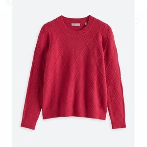 Evolution By Cyrus Women Red Cable Knit Crewneck Large Sweater